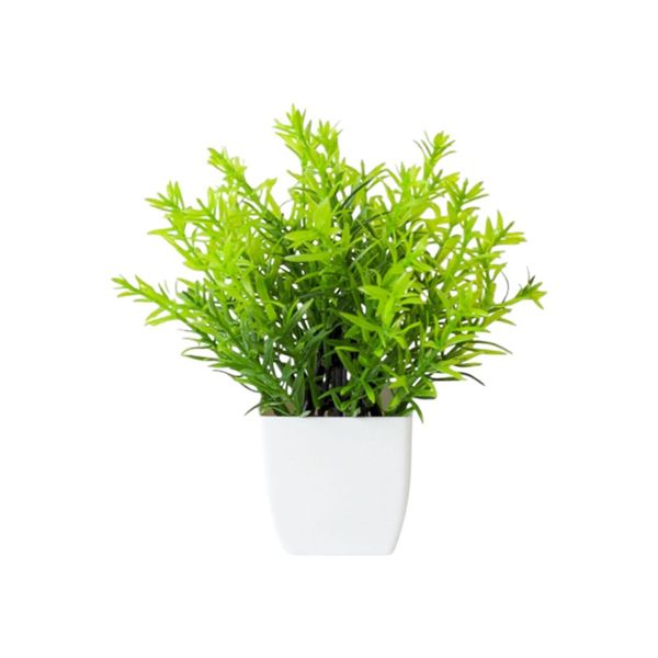 Lifelike Mini Faux Green Plant Bonsai - White