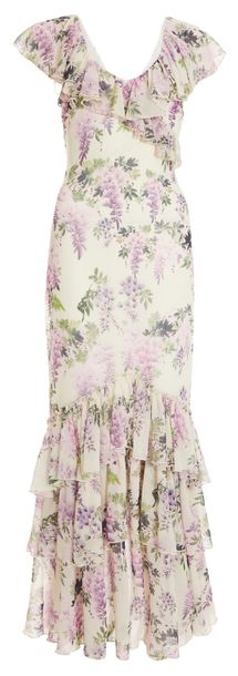 Quiz Ladies - White Chiffon Floral Frill Maxi Dress | Shop Today. Get ...