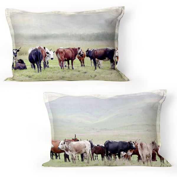 I Love it Here - set of Nguni cushions with Feather inners