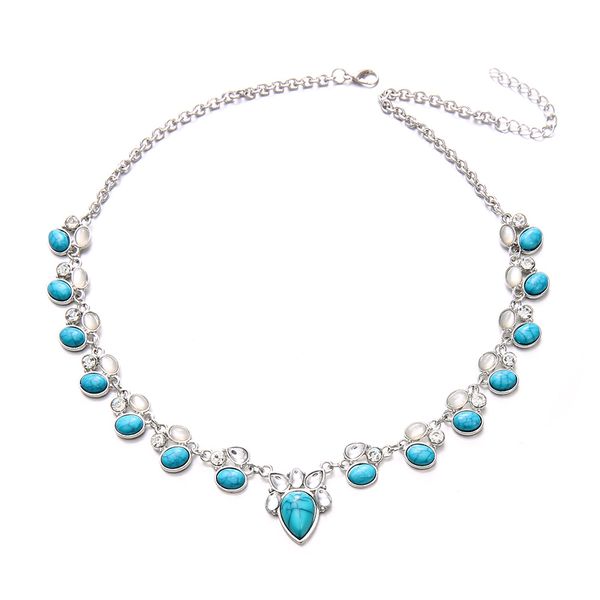 Ladies Bohemia Blue Stone Necklace - NL-SKU0979