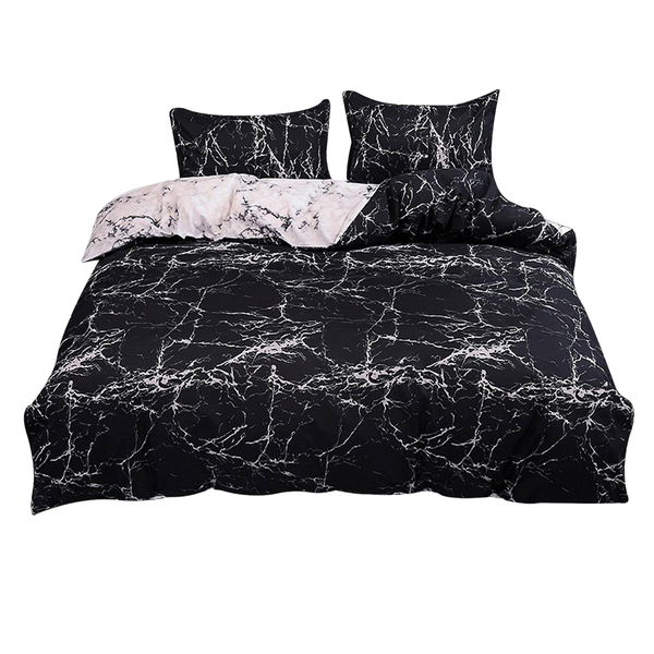 King Size Bed Modern Marble Pattern Duvet Cover Set With Pillowcases