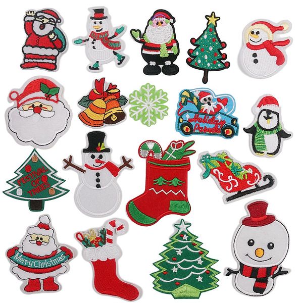 18PCS Xmas Tree Santa Cute Appliques for DIY Crafts Clothes Decor