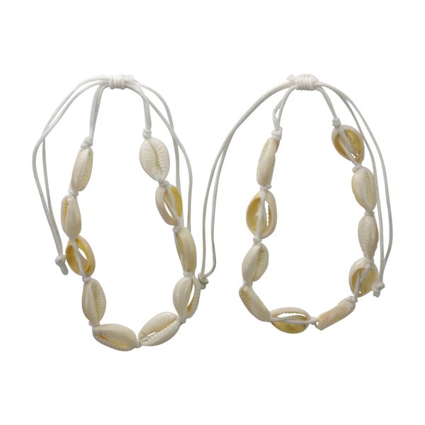 Bracelet - Cowrie Shell - White String - Jewellery - Pack of 2