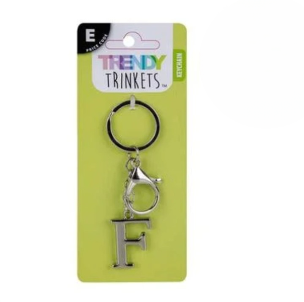 Personalized Alpha "F" Metal Keychain - Classic Engraved Initial