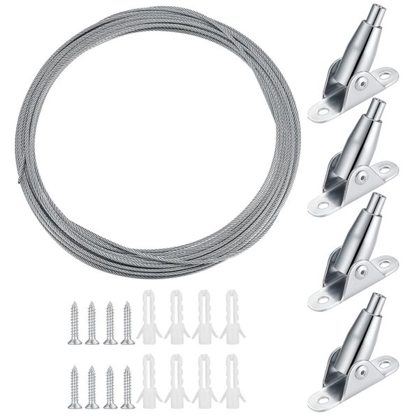 Tool DIY Adjustable Steel Rope with Tensioner Mounting Wire Clamp Set of 21