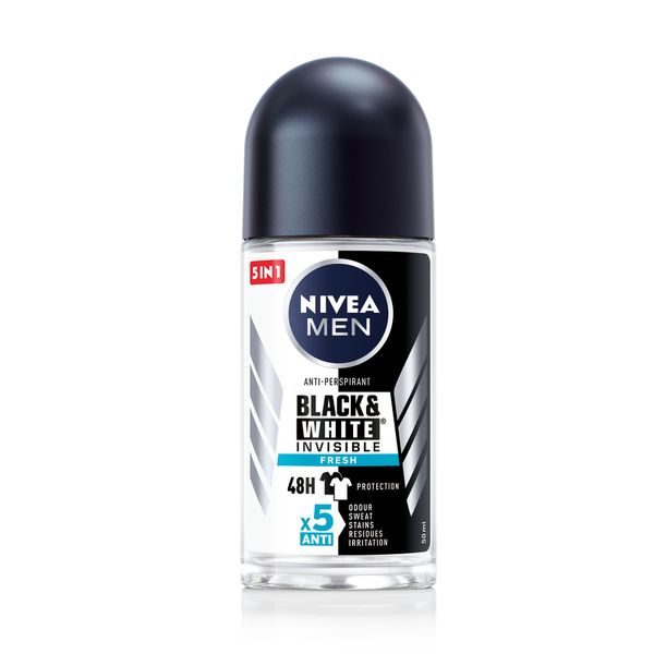 NIVEA MEN Black &amp; White Invisible Fresh Anti-perspirant Roll-On Deo, 50ml