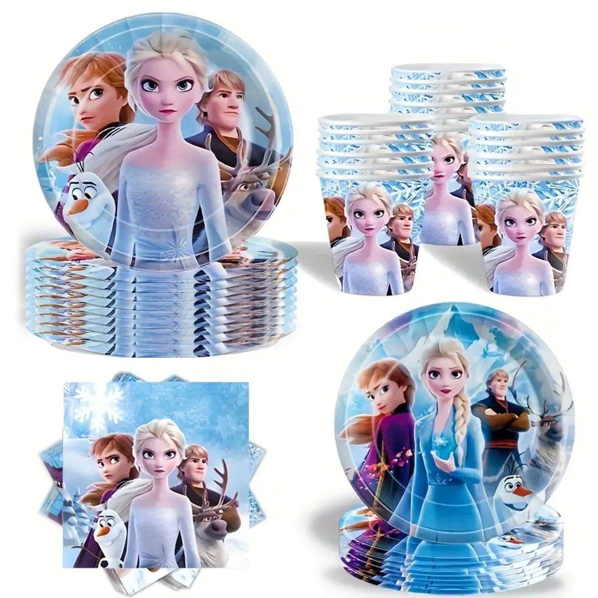 Kabukis 50pcs Frozen Party Set -Elsa Princess Paper Plate & Serviettes ...