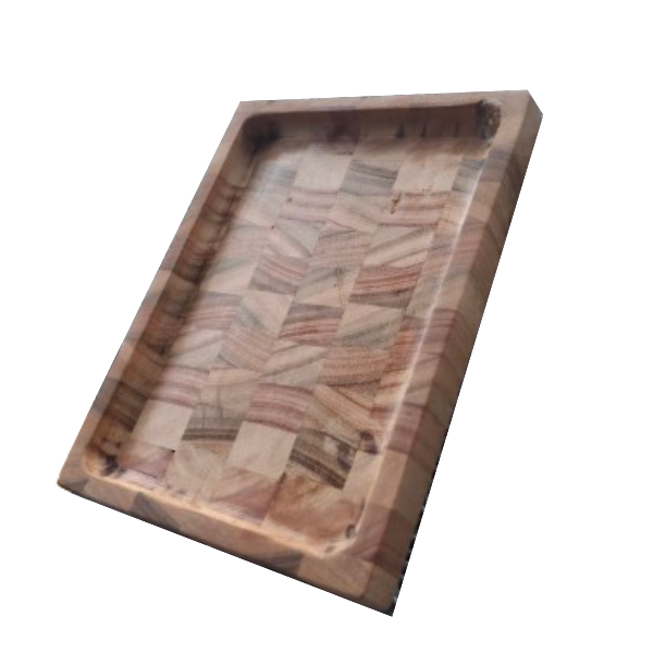 Solid Saligna Wood End Grain Rolling Tray - Premium Wooden Gift