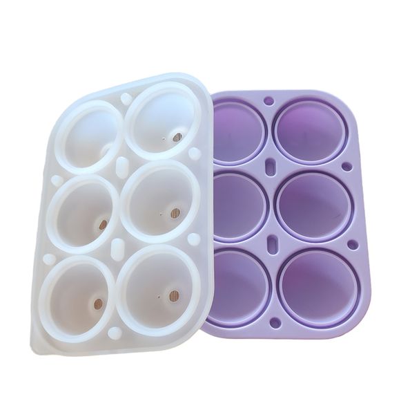 Flexible Silicone 6 Ball large Ice Tray, Mold, Maker - Purple