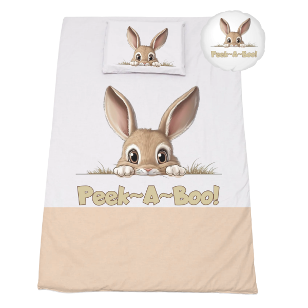 Cot Bedding Set - Duvet, Pillow &amp; Scatter - 1170x560mm - Peek-A-Boo