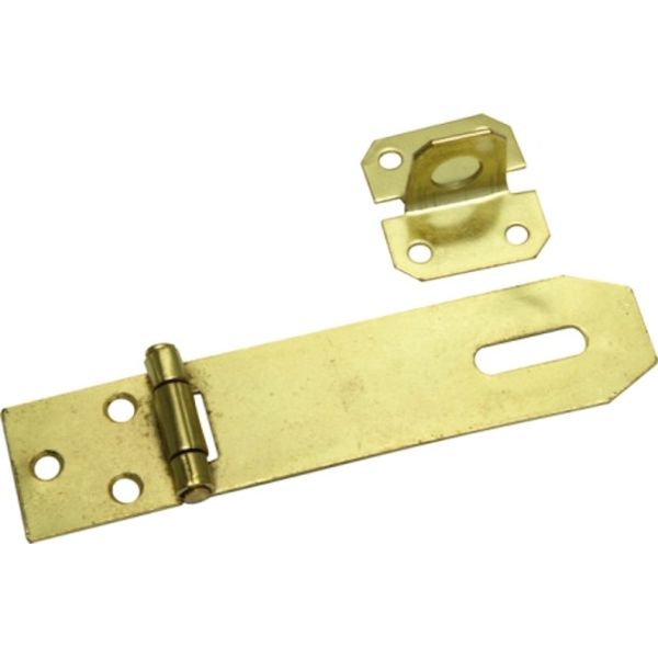 Mackie Hasp &amp; Staple Horizontal Brass Plated 93mm - Pack of 3
