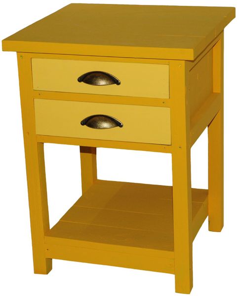 Coloured 2 Drawer Bedside/Side Table/Pedestal/Nightstand crafted from Wood