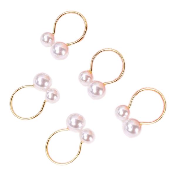 6 Piece Faux Metal Pearl Napkin Rings - Gold