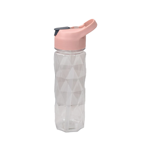 Diamond Shape Leak Proof Water Bottle with Straw 650 ml