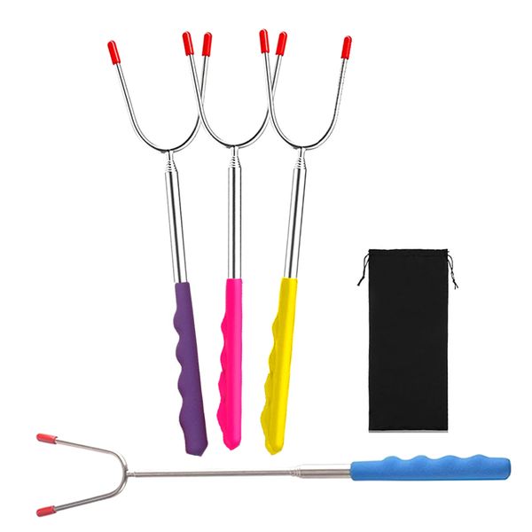 Stainless Steel Retractable BBQ Forks 4pcs Set