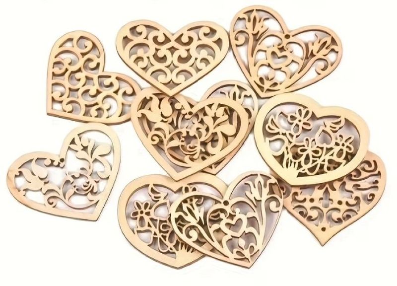 30 Piece Heart Shapes with Floral &amp; Swirl Cut-Outs Hanging Ornaments