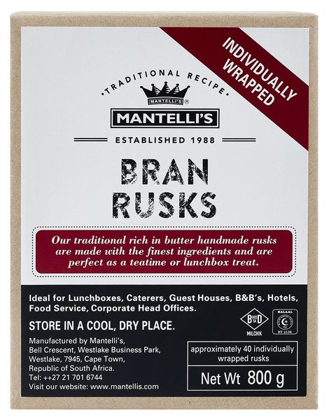 Mantelli's Rusks - Bran 800G