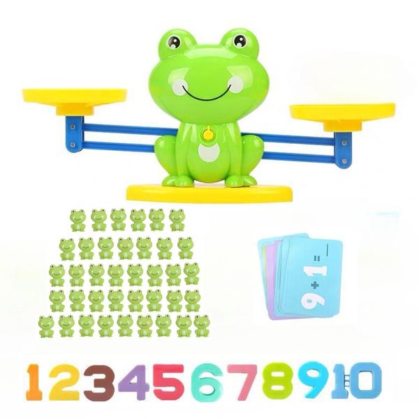Frog Balance Scale Toy, Number Blocks, Montessori Math Games for Kids 5-7