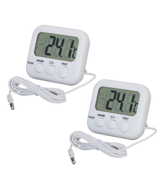 2 Pack Digital Thermometer With External Sensor, For Aquarium, Refrigerator