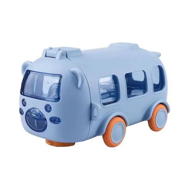 Cute Bus Car Cartoon Shaped Tritan Plastic Water Bottle with Straw