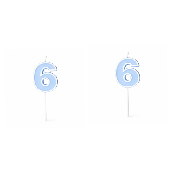 2 Pack - Number 6 Birthday Candle - Blue