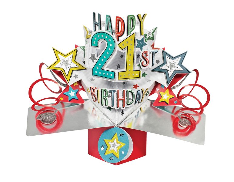 3D Pop-up Card - 21st Birthday Stars