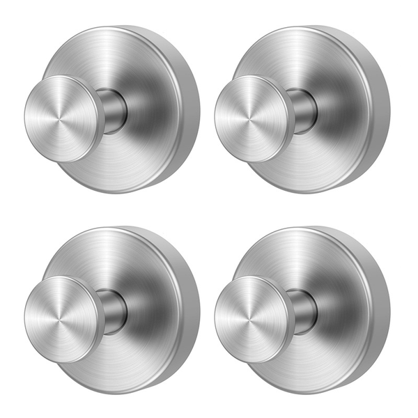 4 Silver Waterproof Stainless Steel Suction Hooks - No Drilling Required