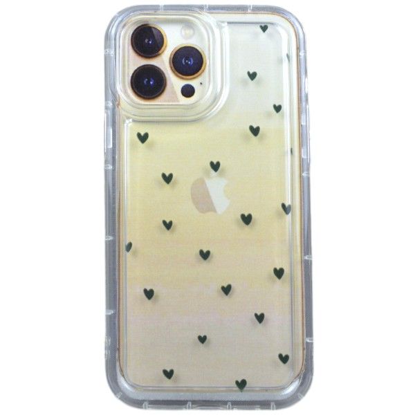 Green Hearts Print Phone Case for iPhone 13 Pro Max - Transparent