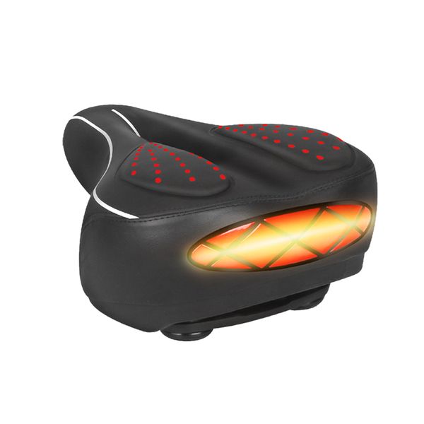 Shock Absorbing Hollow Bicycle Saddle Cycling Seat With Reflective Stripe