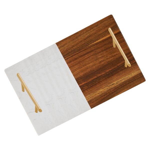 2 Color Combine Marble Acacia Wood Cutting Chopping Board Set