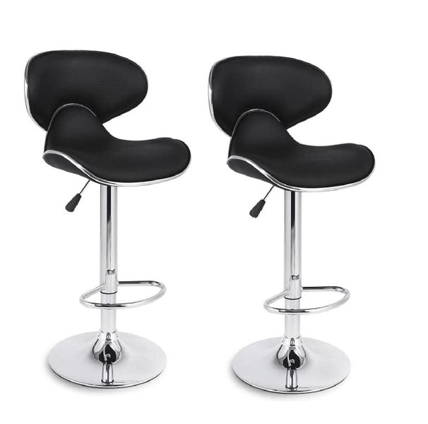 Bar Stools / Kitchen Counter Chairs - Set of 2 – Black Colour