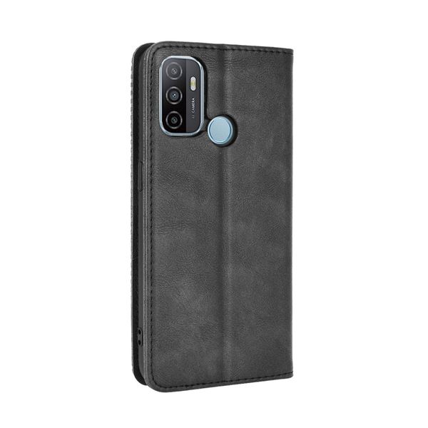 Flip Cover Compatible With Oppo A32 Magnetic Buckle Retro Leather Case