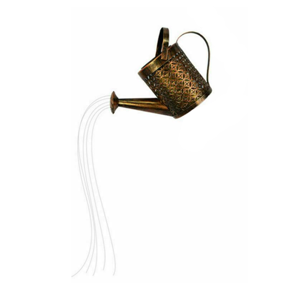 Solar Powered Wrought Iron Kettle Hollow Out Lamp Light Garden Supplies