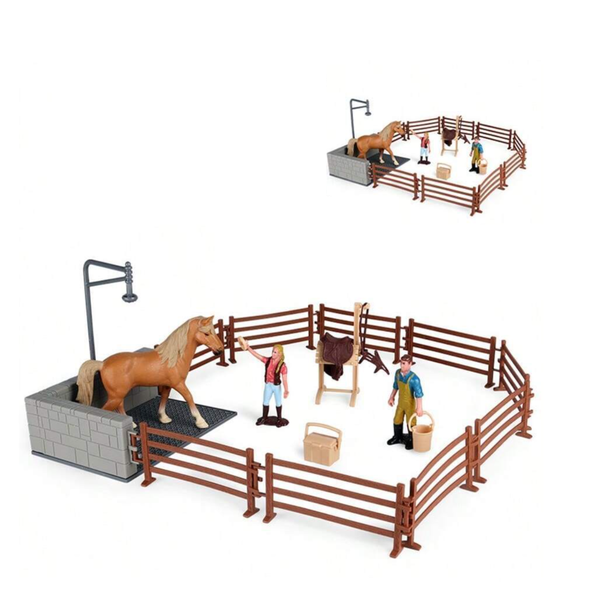 Kids Toy Horse Riding Equestrian Paddock Farm Complete Toy Play Set