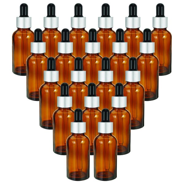 30ml Amber Glass Dropper Bottle With Black &amp; Silver Pipette