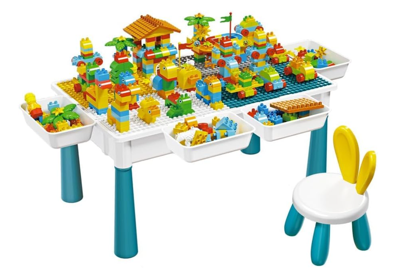 Multi-Activity Table Set with Chair and 303PCS Building Blocks