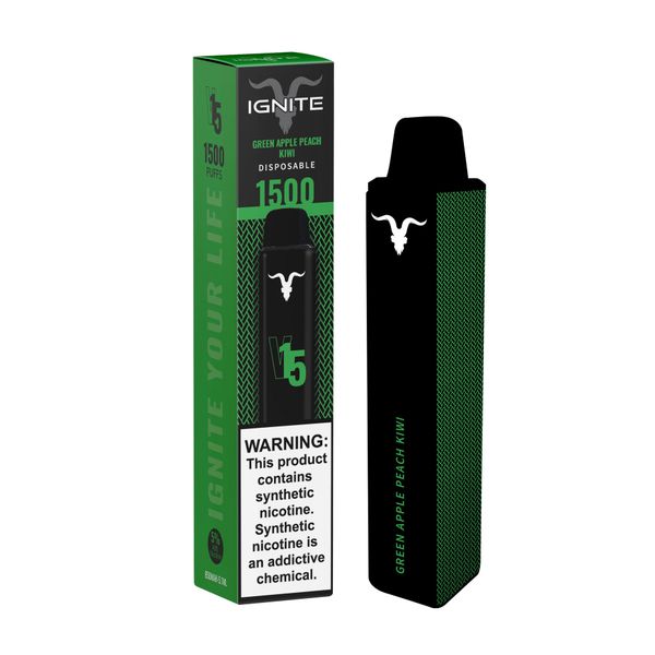 Ignite V15 Disposable Vape Pen - Green Apple Peach Kiwi - 5.1ml