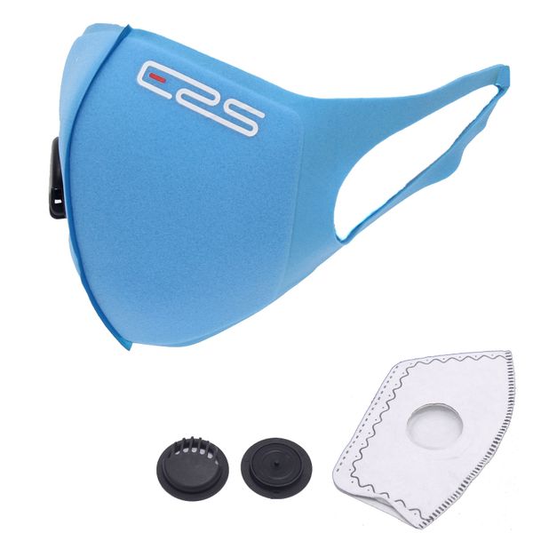 Second Wave ERS Sponge Face Mask with Removable Filter and Valve - Blue