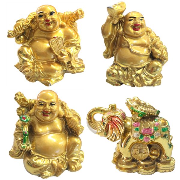 Feng Shui Money Frog &amp; Buddha Statue Laughing Ornament Money &amp; Wealth