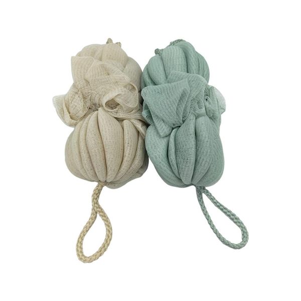 Bilov Mesh Stretchable Bath Loofah (Pack Of 2) - Medium -Green, Light Brown