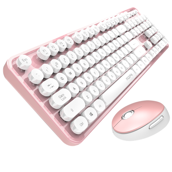 KB-001-WPI, Keyboard &amp; Mouse Set-White &amp; Pink(KB-001-WPI)
