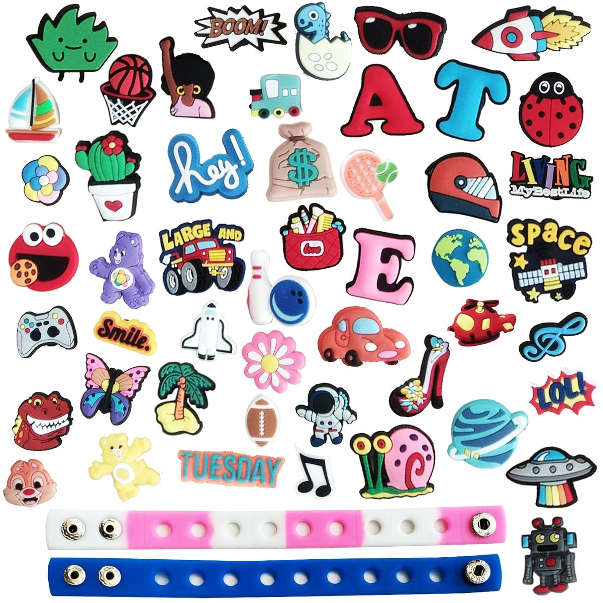 Cart In Mart 50 Piece Shoe Decoration Charms Stickers & Bracelets ...