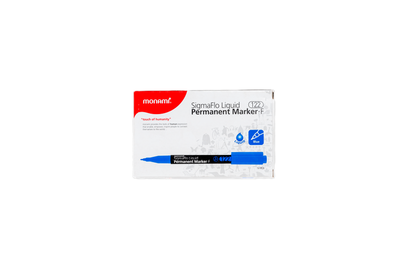 MONAMI Permanent Marker SigmaFlo F122 Fine Box 12's Blue