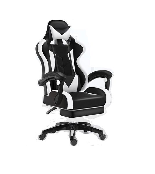 RACING MAF gaming chair with foot rest (WHITE)