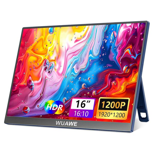 Wuawe 16" FHD 120hz Portable Monitor 1920x1200 IPS with Kickstand