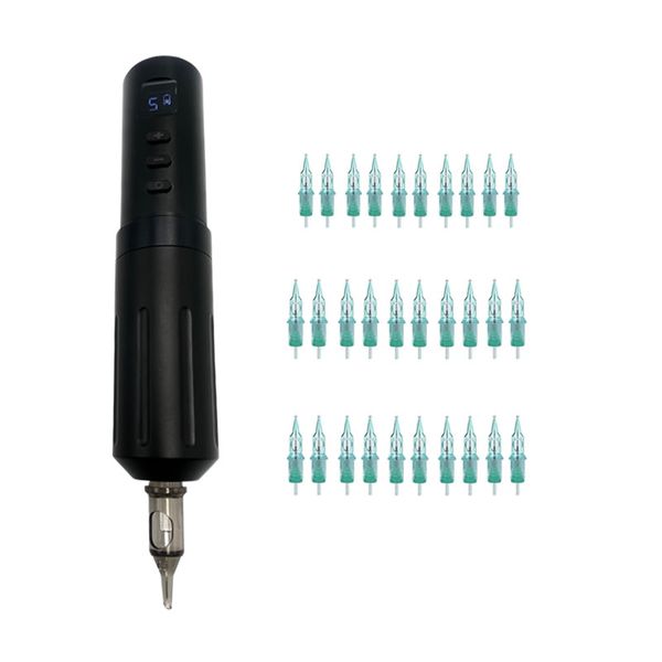 Wireless Tattoo Machine Pen with 30 Cartridge Needles 1203RL