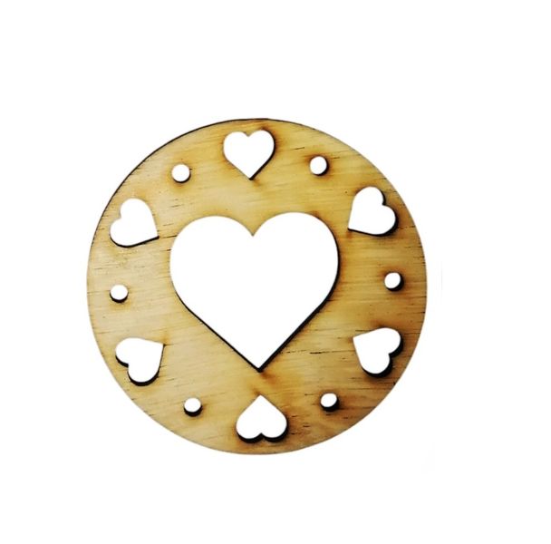 Wooden Round Hearts Coasters - Set Of 6