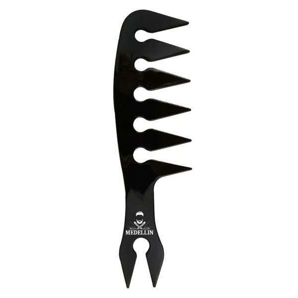 Men's Oil Head Styling 2-Sided Plastic Comb - Dark Brown