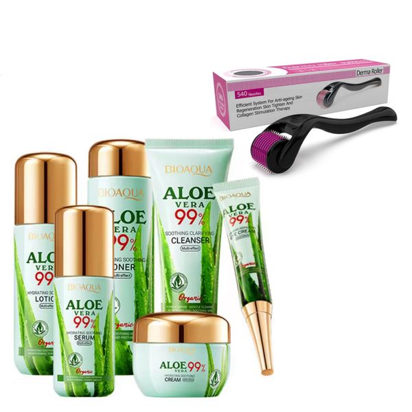 Aloe Vera 99% Repair Skincare Kit with Derma Roller - Hydration, Soothing