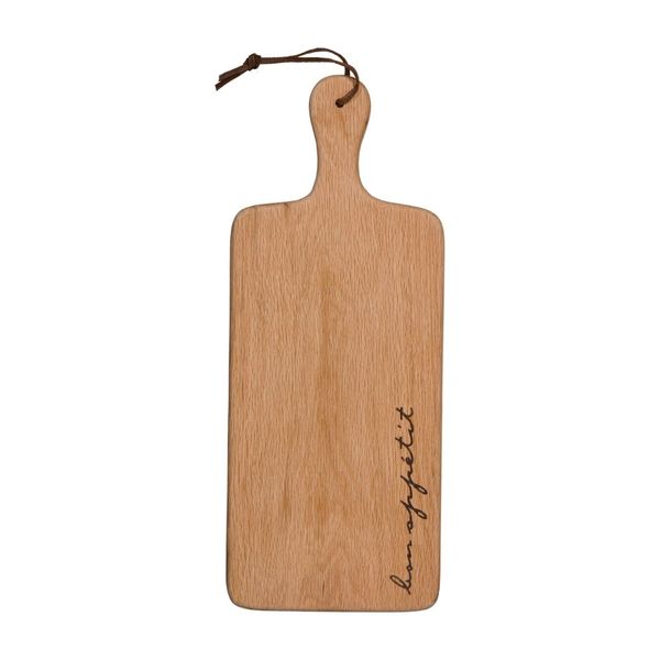Weathered Oak Paddle Serving Board with Bon Appetit Design
